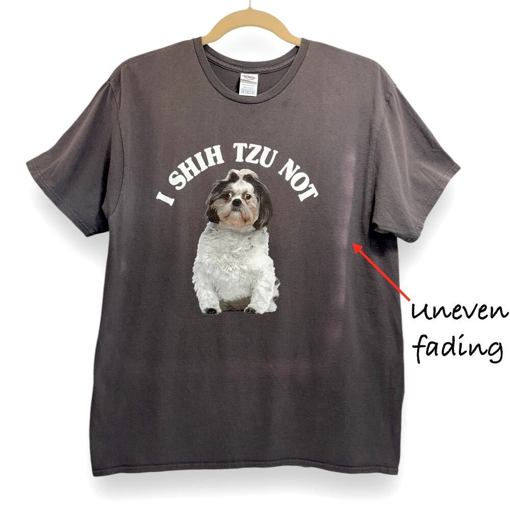 Shih Tzu Not Dog Graphic T-Shirt XL Gray Humor Tee Novelty
